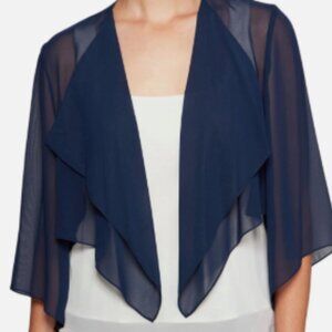 NWT Alex Evenings Size M Navy Blue Bolero Shrug Jacket
